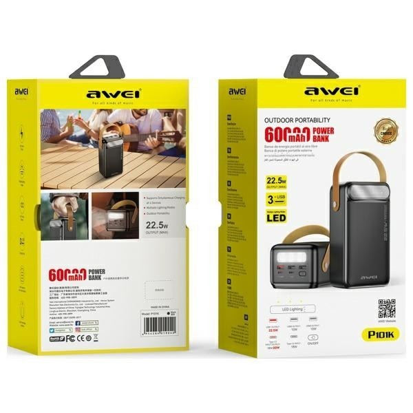 AWEI Powerbank P101K 22,5W 60000mAh czarny