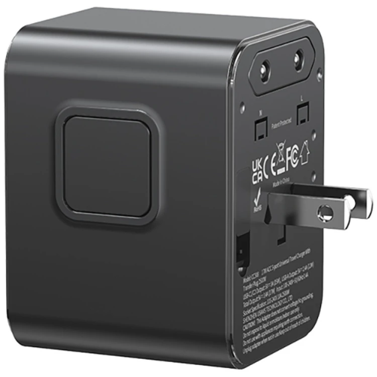 USAMS Ładowarka travel adapter 17W CC308 USB-C + USB-A 4w1 US/AU/EU/UK czarna