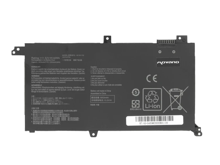 Movano Bateria B31N1732 do Asus Vivobook S430 X430U K430 - 3600 mAh (41 Wh)