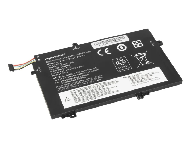 Movano Bateria 01AV463 SB10K97610 do Lenovo L480 L490 L580 L590 L14 L15 - 4100 mAh (46 Wh)