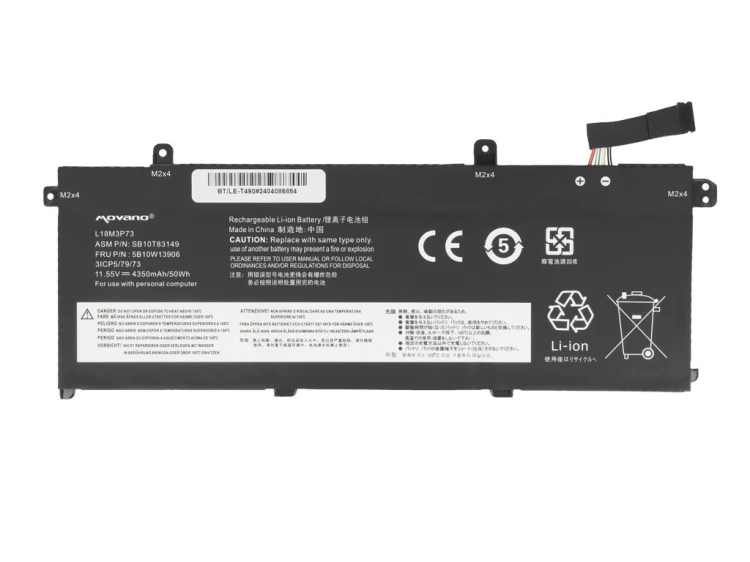 Movano Bateria L18M3P73 do Lenovo ThinkPad T490 T495 P43s P14s - 4350 mAh (50 Wh)
