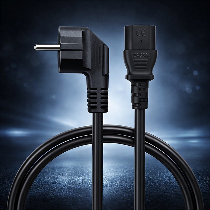 Qoltec Kabel zasilający | wtyczka kątowa SCHUKO CEE 7/7 (E/F) | IEC C13 | 3x1.0mm2 | Czysta miedź CU | 2m