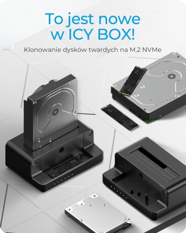 IcyBox Stacja dokująca i klonująca IB-2914MSCL-C31 2,5 i 3,5 cala na M.2 NVMe