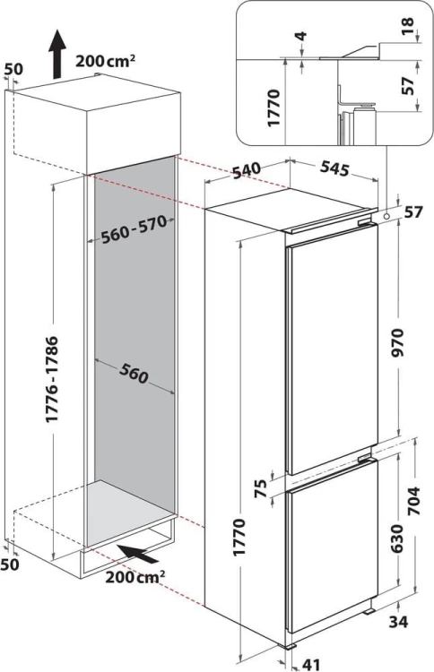 Whirlpool Chłodziarko-zamrażarka do zabudowy WHC18D071A1