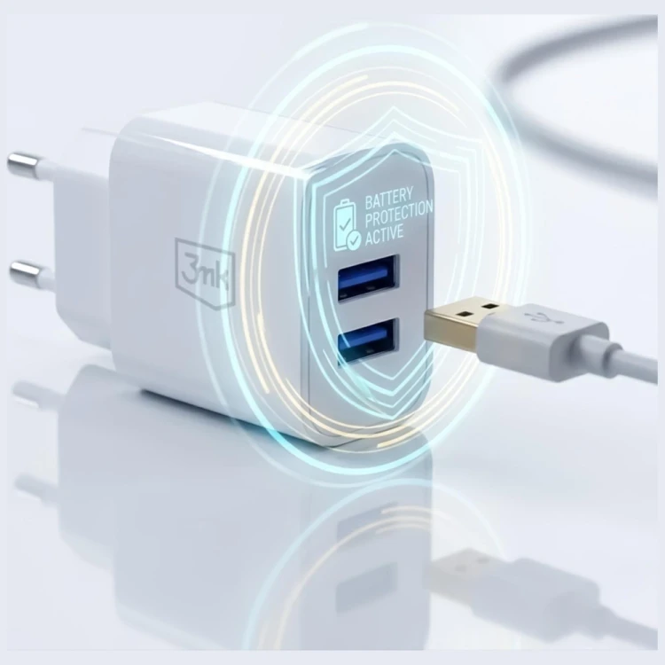 3MK Ładowarka sieciowa 10W 2xUSB-A 2,4A FlowPower biała