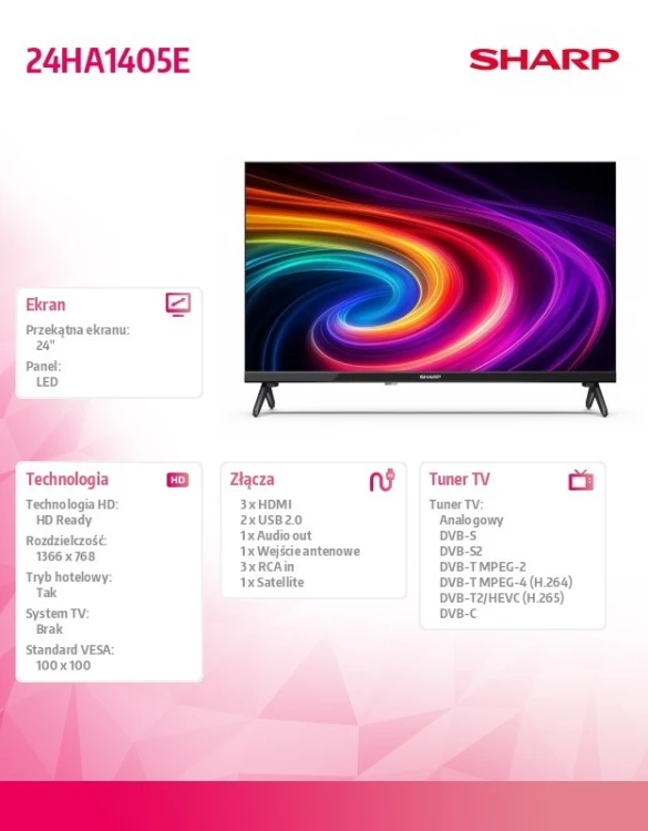 Sharp Telewizor LED 24 cale 24HA1405E