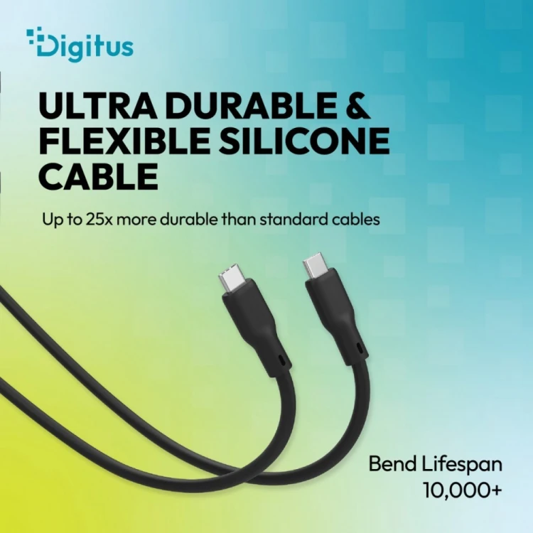 Digitus Kabel połączeniowy silikonowy USB-C-USB-C | USB 4 ver.2.0 80Gbps | 8K@60Hz | PD 3.1 240W| 0,5m | czarny