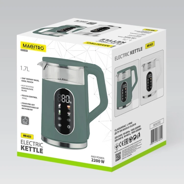 Feel-Maestro Czajnik elektryczny z regulacją temperatury 1,7l 2200W MR-023-GREEN
