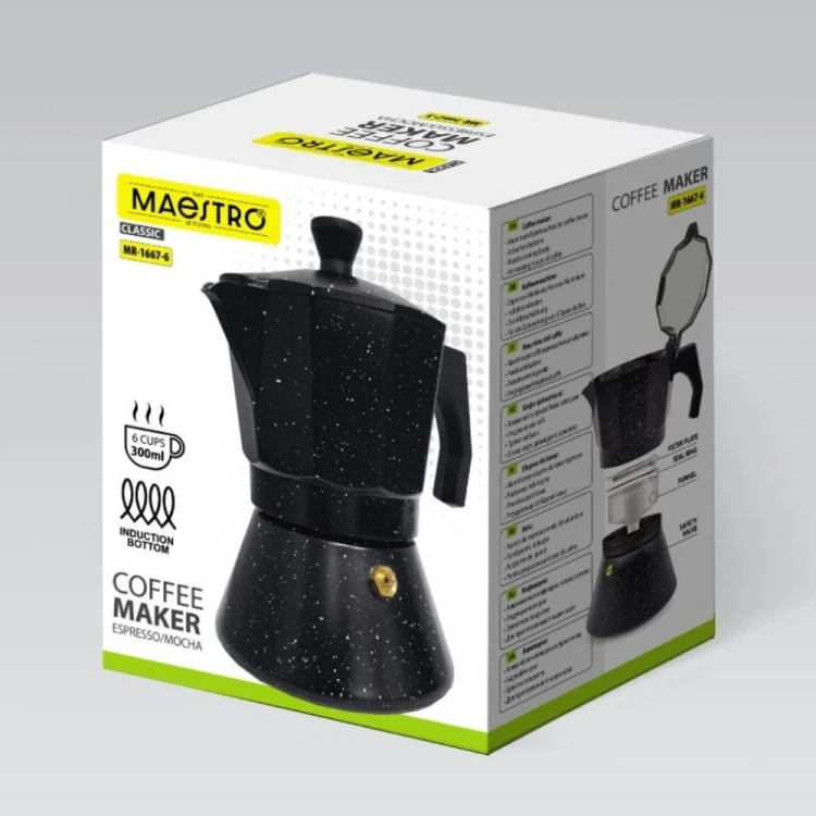 Feel-Maestro Kawiarka espresso/mocha Granite 150 ml, 3 filiżanki  MR-1667-3