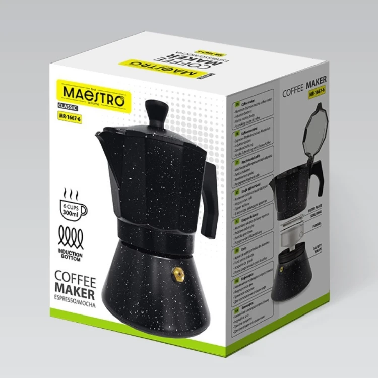 Feel-Maestro Kawiarka espresso/mocha Granite 300 ml, 6 filiżanek  MR-1667-6