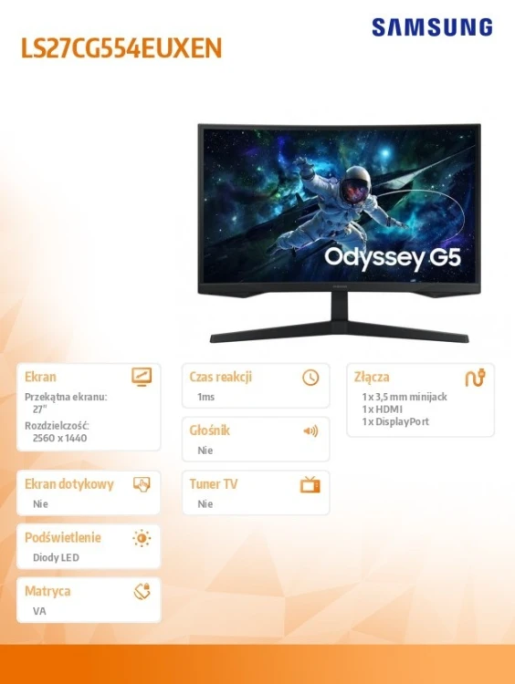 Samsung Monitor 27 cali LS27CG554EUXEN