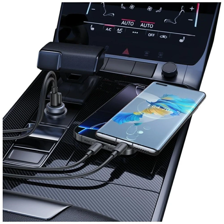 USAMS Ładowarka samochodowa 30W USB-A/USB-C CC322