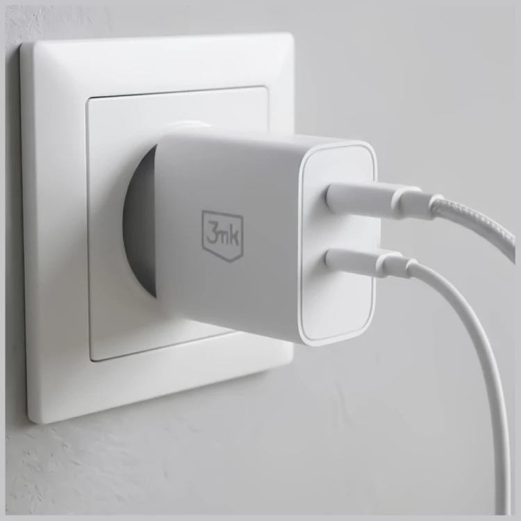 3MK Ładowarka sieciowa 45W PD 3.0 QC4+ USB-A USB-C biała