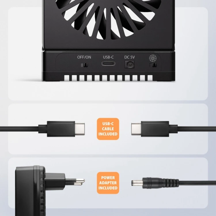 AXAGON ADSA-M2C22 Stacja dokująca USB4 dla 2x M.2 NVMe SSD z funkcją klonowania dysków bez komputera, z wentylatorem chłodzącym