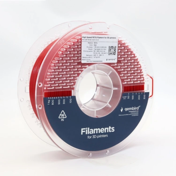Gembird Filament PETG High Speed, 1,75 mm, 1 kg, czerwony