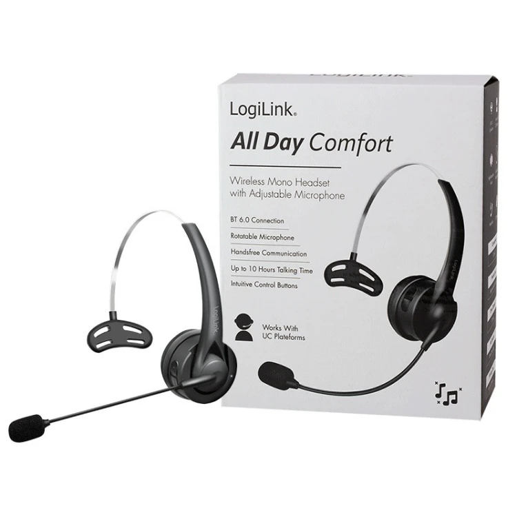 LogiLink Słuchawka nauszna z mikrofonem, bluetooth