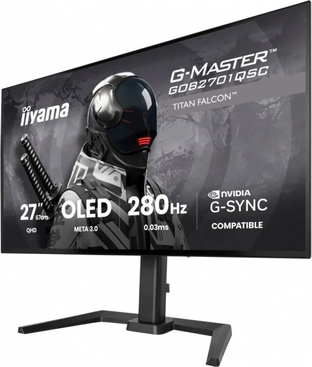 IIYAMA Monitor 27 cali GOB2701QSC-B1 OLED,280Hz,65W,2xHDMI,DP                1500 cd/m? (Szczytowa, HDR), 2560 x 1440, 1500000:1, 0.03ms, 2xHDMI,DP,US