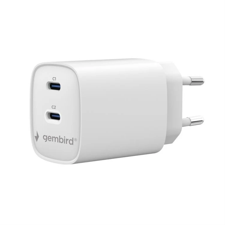 Gembird Ładowarka uniwersalna 2xUSB-C PD 45W biała