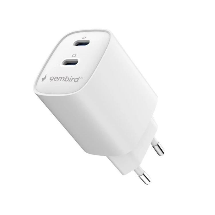Gembird Ładowarka uniwersalna 2xUSB-C PD 45W biała