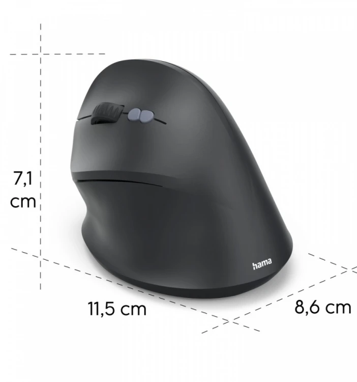 Hama Mysz ergonomiczna EWM-600 czarna dla leworęcznych