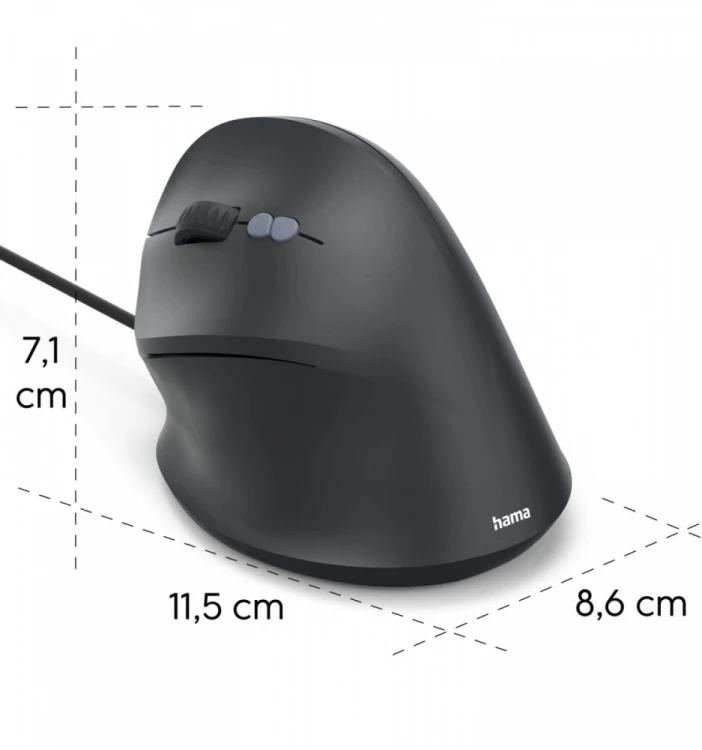 Hama Mysz ergonomiczna przewodowa ECM-500 dla leworęcznych