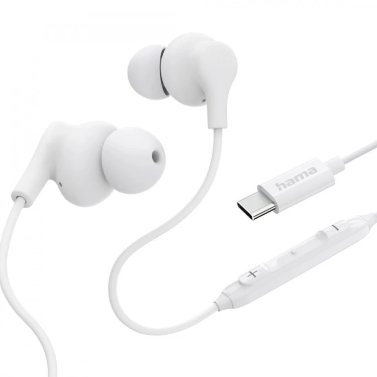 Hama Słuchawki douszne Curly USB-C białe