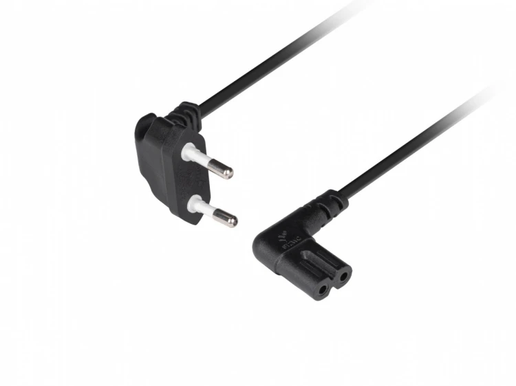 Lanberg Kabel zasilający EURO (radiowy) CEE 7/16- IEC 320 C7 1.8m kątowy VDE czarny
