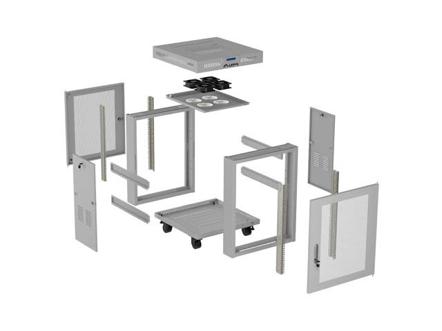 Lanberg Szafa instalacyjna rack stojąca 19 cali 15U 600x600 drzwi perforowane LCD (Flat pack) szara