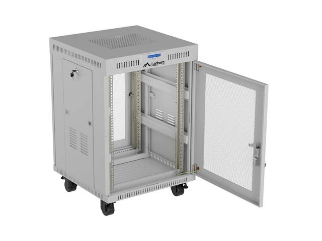 Lanberg Szafa instalacyjna rack stojąca 19 cali 15U 600x800 drzwi perforowane LCD (Flat pack) szara