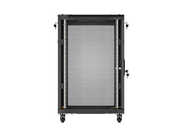 Lanberg Szafa instalacyjna rack stojąca 19 cali 18U 600x600 drzwi perforowane LCD (Flat pack) czarna