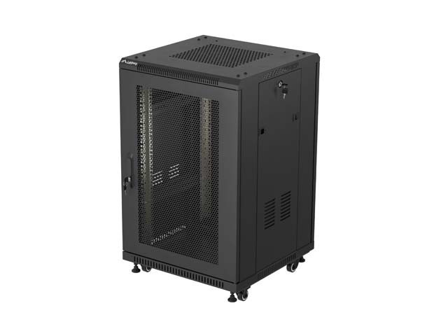 Lanberg Szafa instalacyjna rack stojąca 19 cali 18U 600x800 drzwi perforowane (Flat pack) czarna