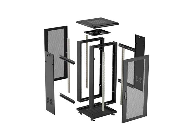 Lanberg Szafa instalacyjna rack stojąca 19 cali 18U 600x800 drzwi perforowane (Flat pack) czarna
