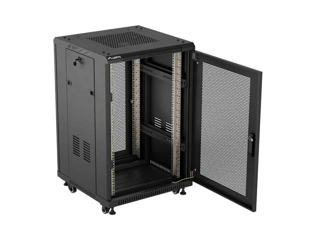 Lanberg Szafa instalacyjna rack stojąca 19 cali 18U 600x800 drzwi perforowane (Flat pack) czarna