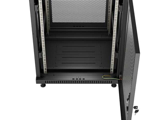 Lanberg Szafa instalacyjna rack stojąca 19 cali 18U 600x800 drzwi przeszklone (Flat pack) czarna