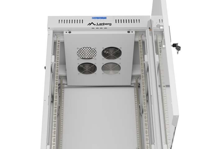 Lanberg Szafa instalacyjna rack stojąca 19 cali 22U 600x600 drzwi przeszklone LCD (Flat pack) szara
