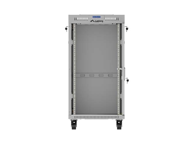Lanberg Szafa instalacyjna rack stojąca 19 cali 22U 600x600 drzwi przeszklone LCD (Flat pack) szara