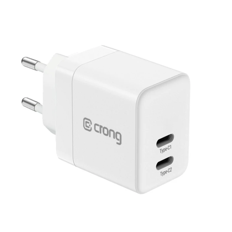 CRONG Ultra Compact GaN Ładowarka sieciowa 2x USB-C 35W PD 3.0 z PPS Biała