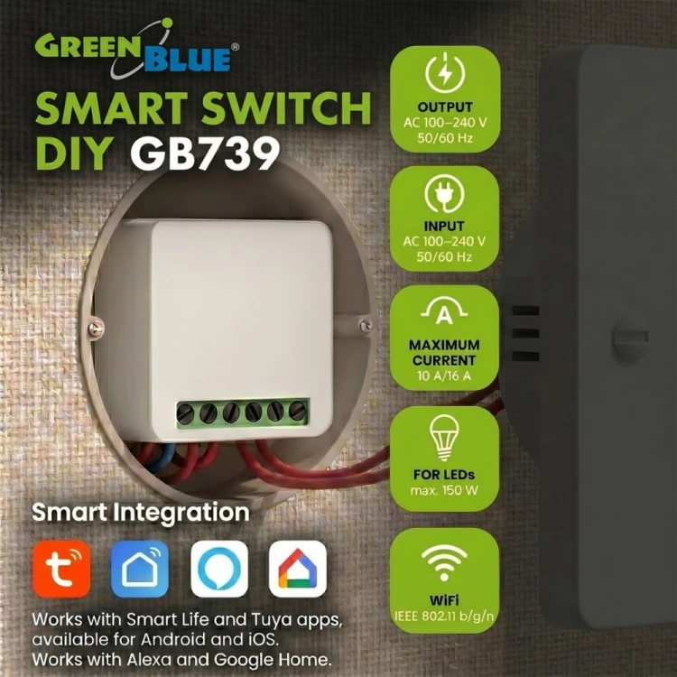 GreenBlue Przekaźnik sterownik Wi-Fi dopuszkowy GB739