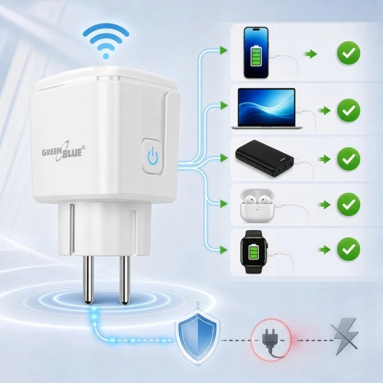GreenBlue Zdalnie sterowane gniazdko Wi-fi Tuya GB735 W