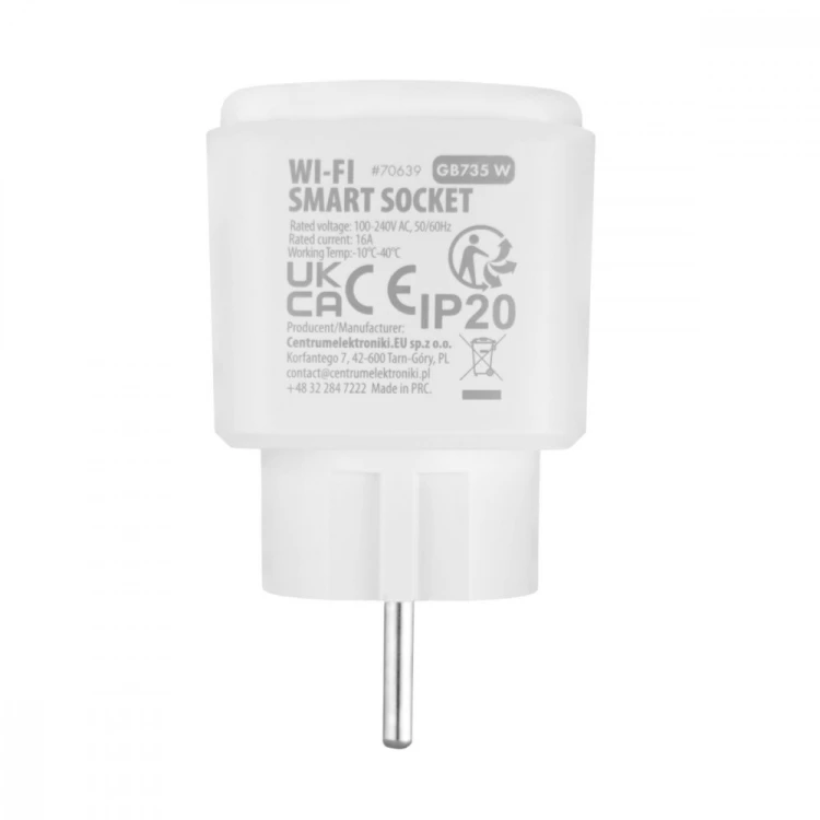 GreenBlue Zdalnie sterowane gniazdko Wi-fi Tuya GB735 W