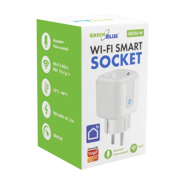 GreenBlue Zdalnie sterowane gniazdko Wi-fi Tuya GB735 W