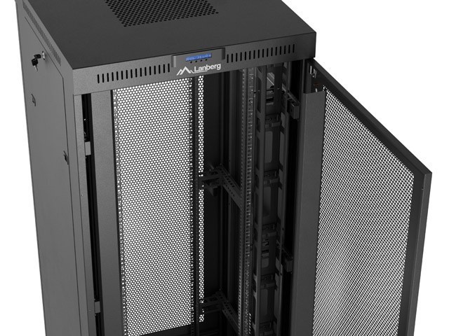 Lanberg Szafa instalacyjna rack stojąca 19 cali 37U 800x800 drzwi perforowane LCD czarna (Flat pack)
