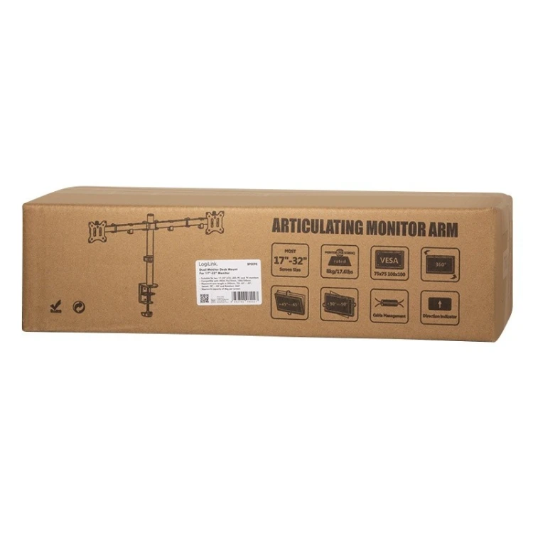 LogiLink Uchwyt do 2 x monitor 17-32 cali, ramie 390 mm