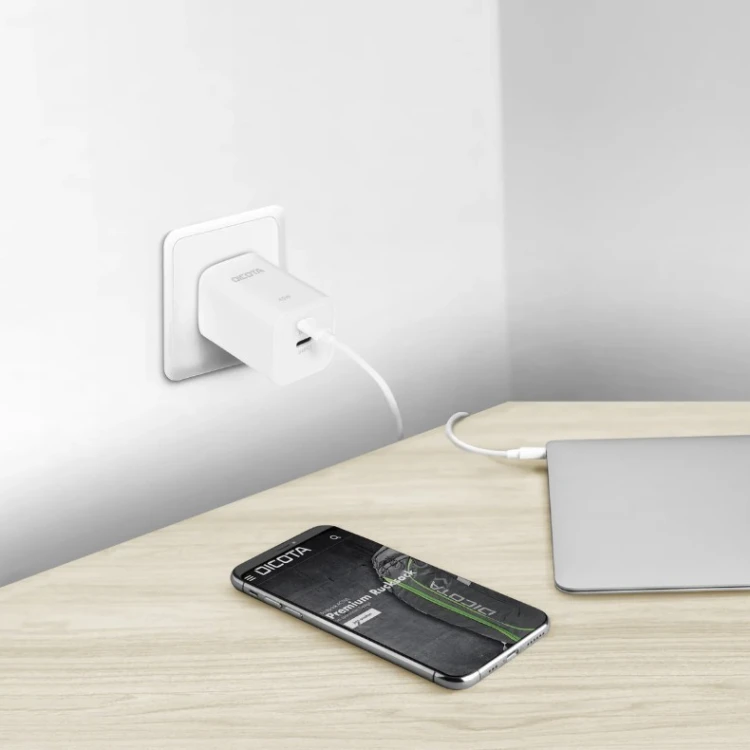 DICOTA Ładowarka GaN 45W 2xUSB-C biała