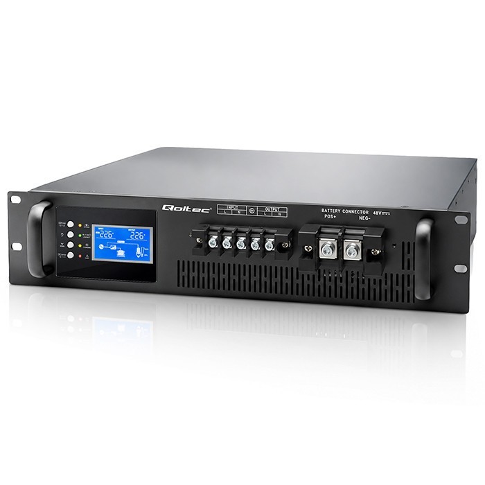 Qoltec UPS Pure Sine Wave do RACK | 3kVA | 3000W | PF1.0 | LCD | EPO |  USB | On-line