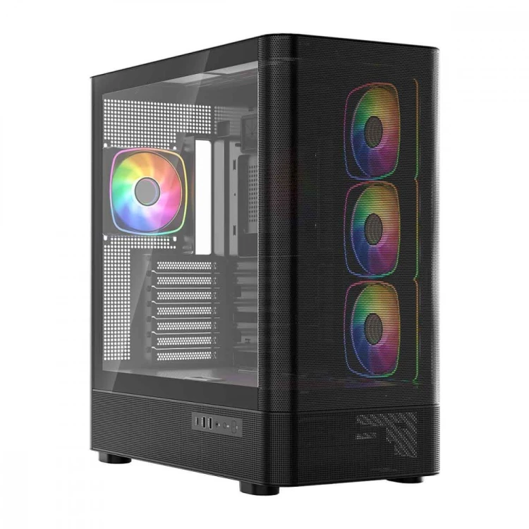 MODECOM Obudowa VOLCANO AQ300 MID RGB GLASS 4 wentylatory czarna