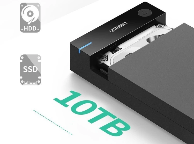 Ugreen Obudowa dysku 3,5 cala SATA USB 3.0 czarna