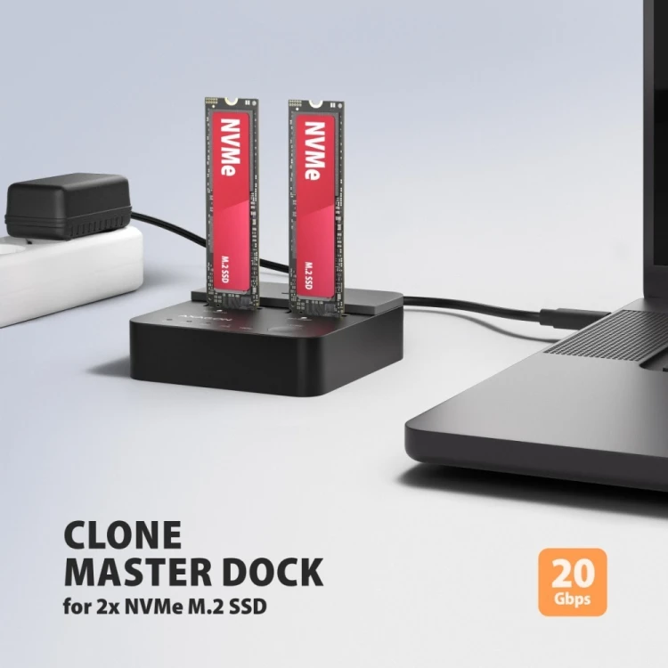 AXAGON ADSA-M2C22L Stacja dokująca USB-C 3.2 Gen2x2 - 2 x NVMe M.2 20Gbps