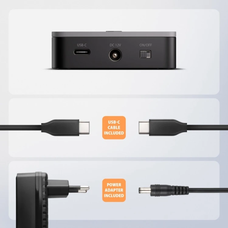 AXAGON ADSA-M2C22L Stacja dokująca USB-C 3.2 Gen2x2 - 2 x NVMe M.2 20Gbps