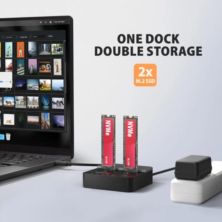 AXAGON ADSA-M2C22L Stacja dokująca USB-C 3.2 Gen2x2 - 2 x NVMe M.2 20Gbps